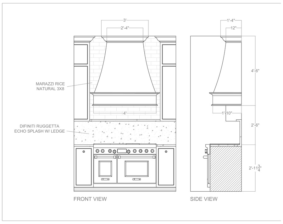 Kitchen — range hood elevation